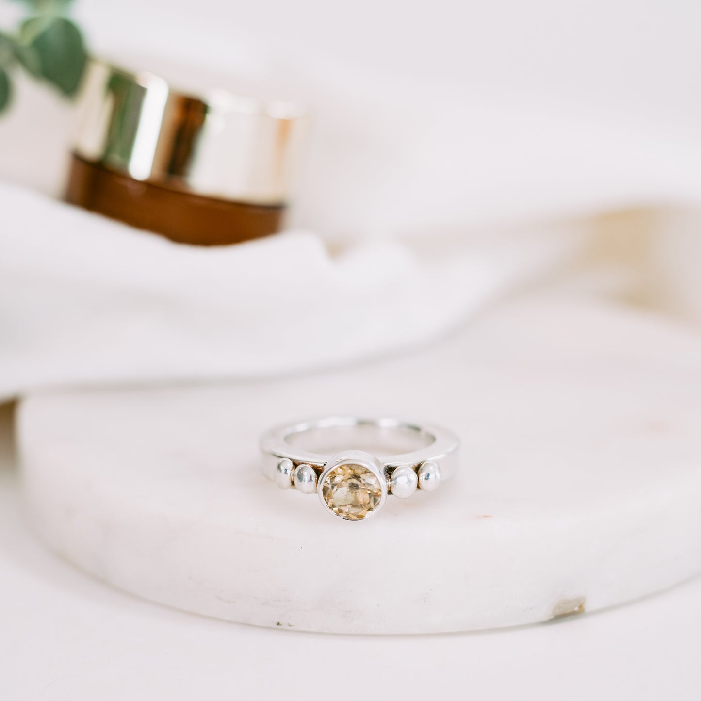 Anillo Citrino Limone Plata 950