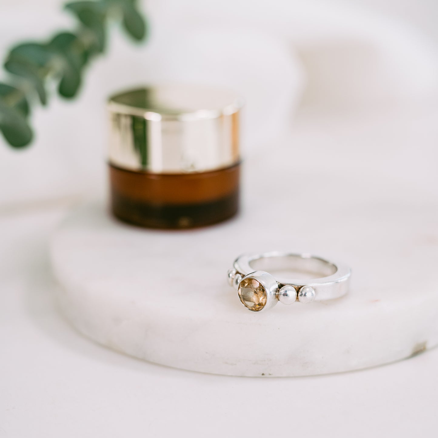 Anillo Citrino Limone Plata 950