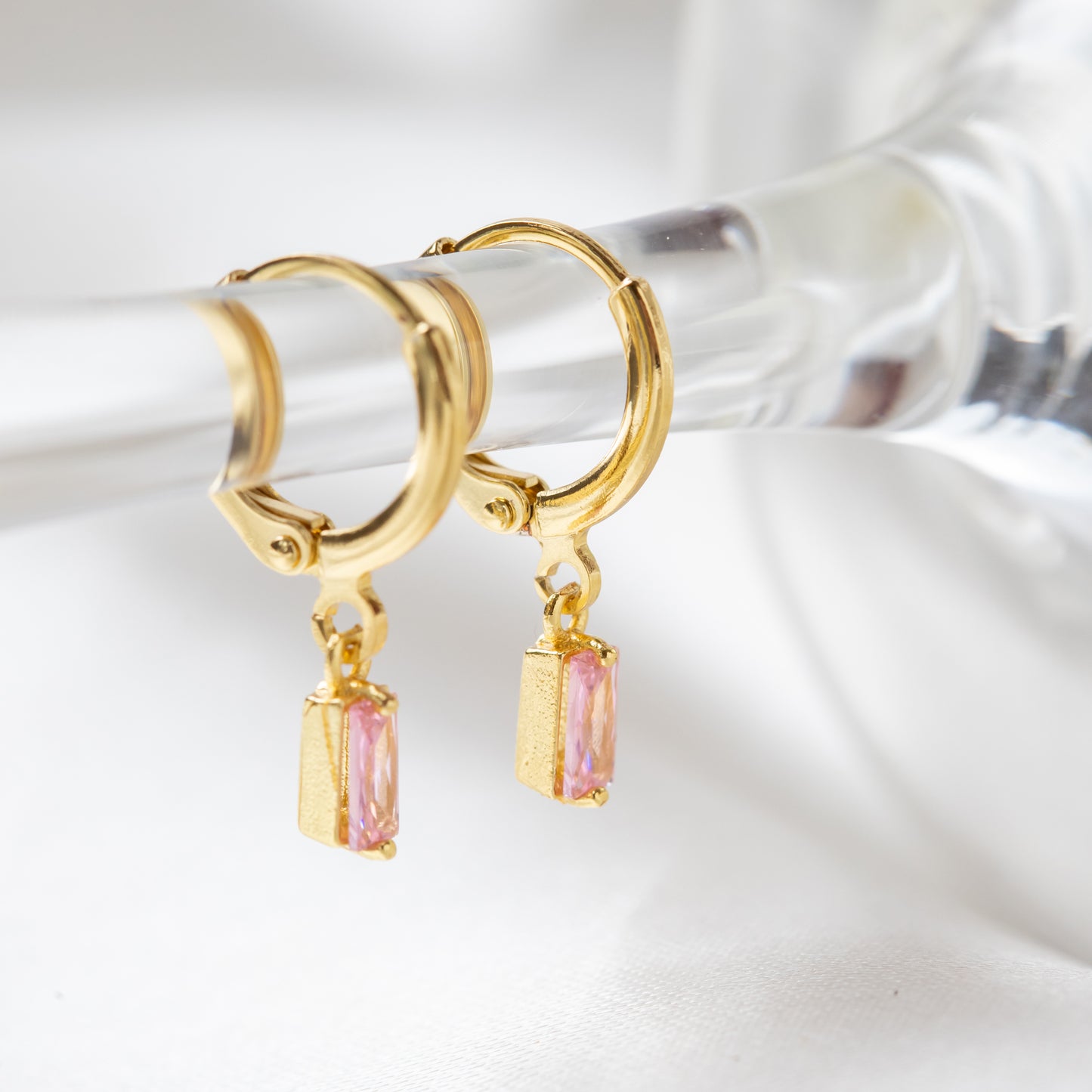 Aros Rosa Enchape de oro